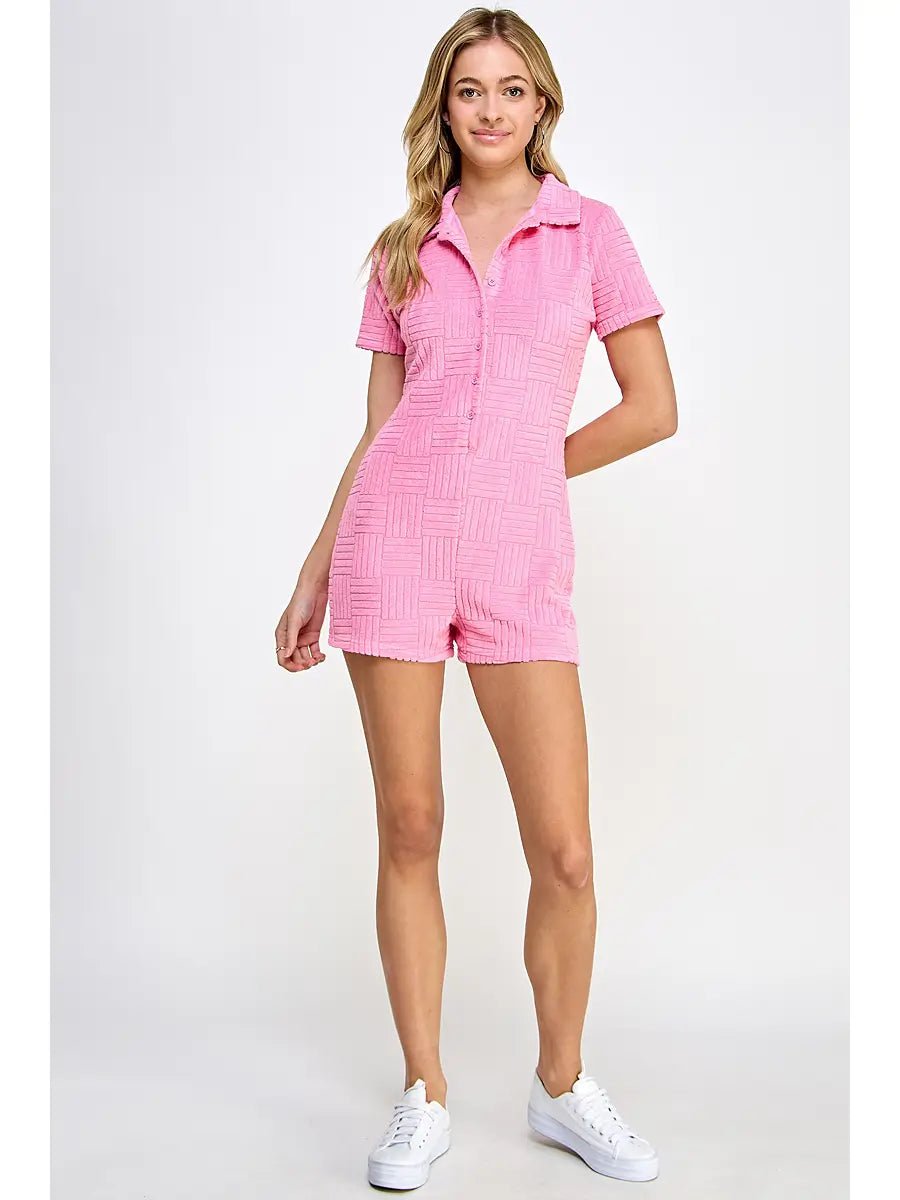 Short Sleeve Terry Cloth Romper
