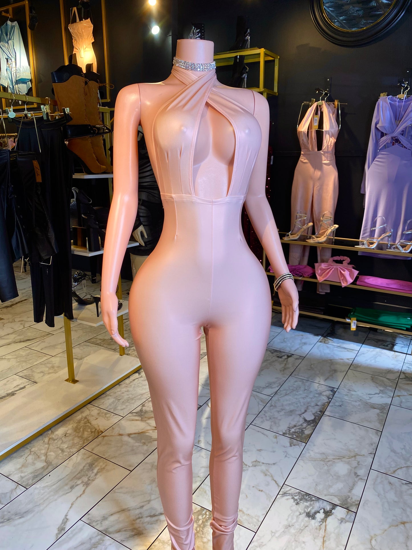 Siren Sexy Halter Jumpsuit with Tie Neck