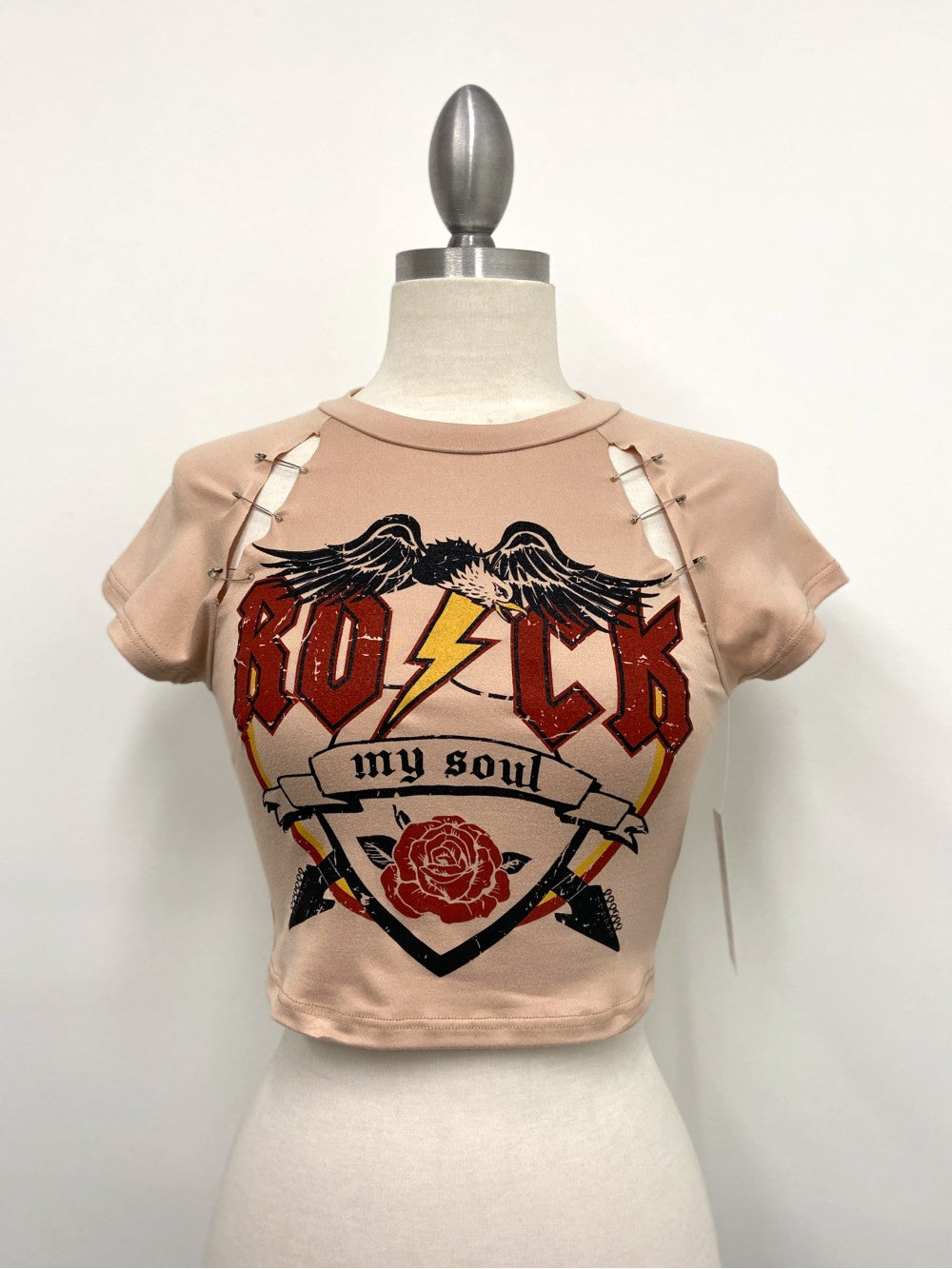 ROCK MY SOUL SIDE PINS SHORT SLEEVE TOP