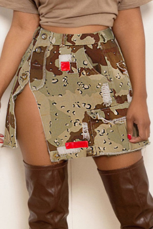 Camo Cargo Mini Skirt