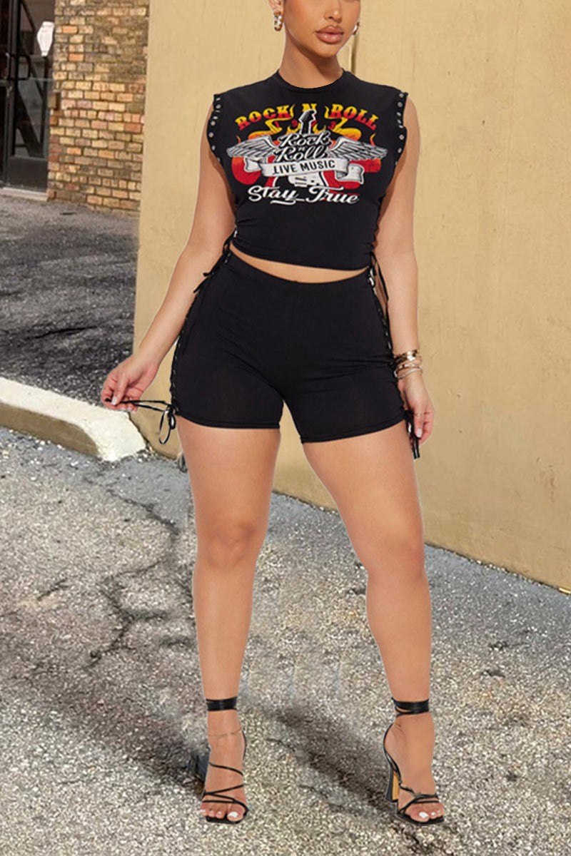 Rock & Roll Graphic Crop Tee Top