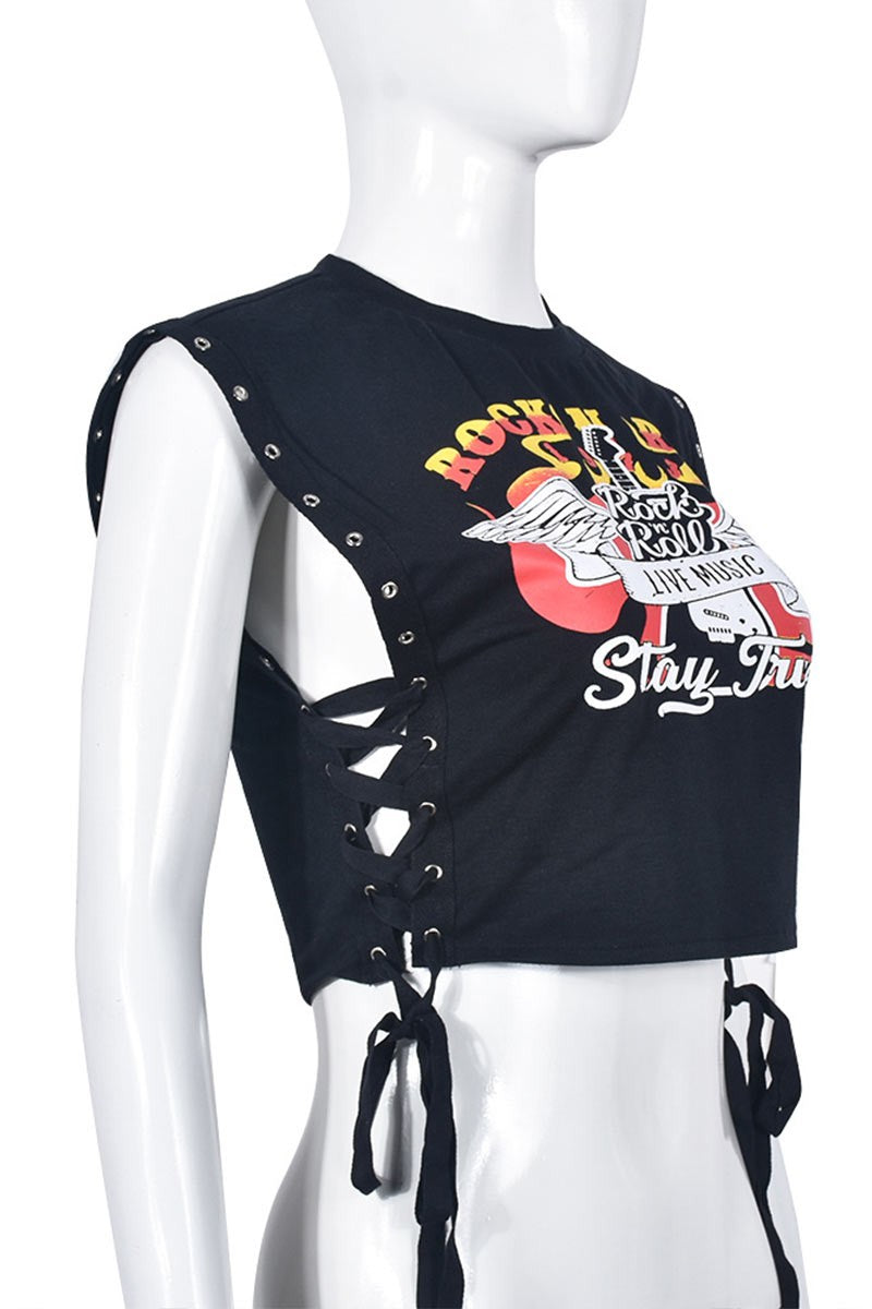 Rock & Roll Graphic Crop Tee Top