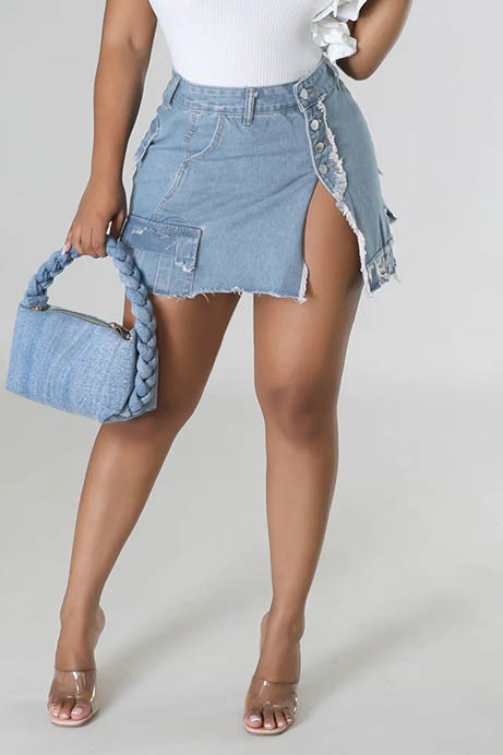 Frayed Denim Cargo Mini