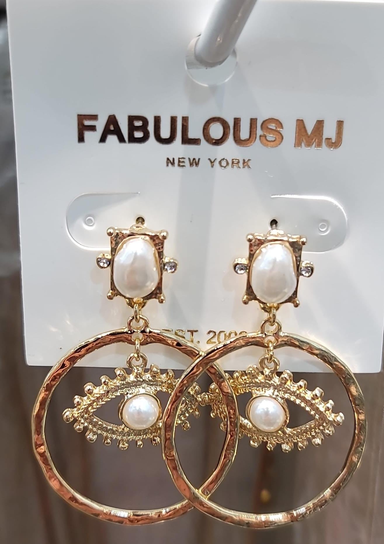 Third Eye Pearl Hoop Earrings