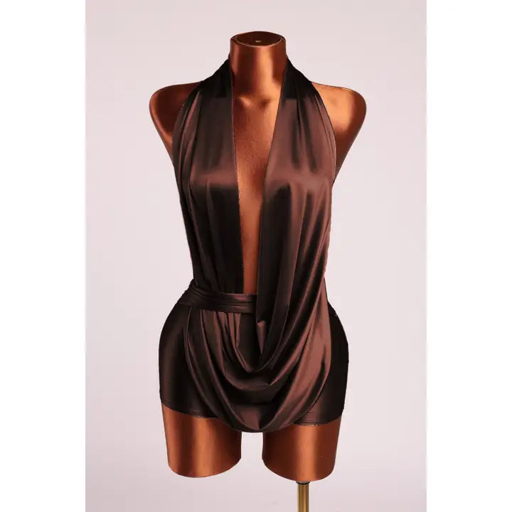 Halter Cowl Neck Open Back Clubwer Romper