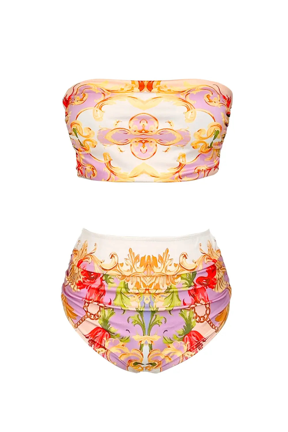 Bandeau bikini swimsuit & coverup set