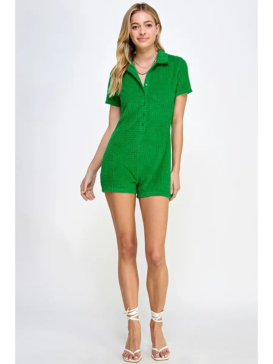 Short Sleeve Terry Cloth Romper