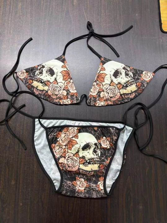 Skull Print Bikini in Swimwear