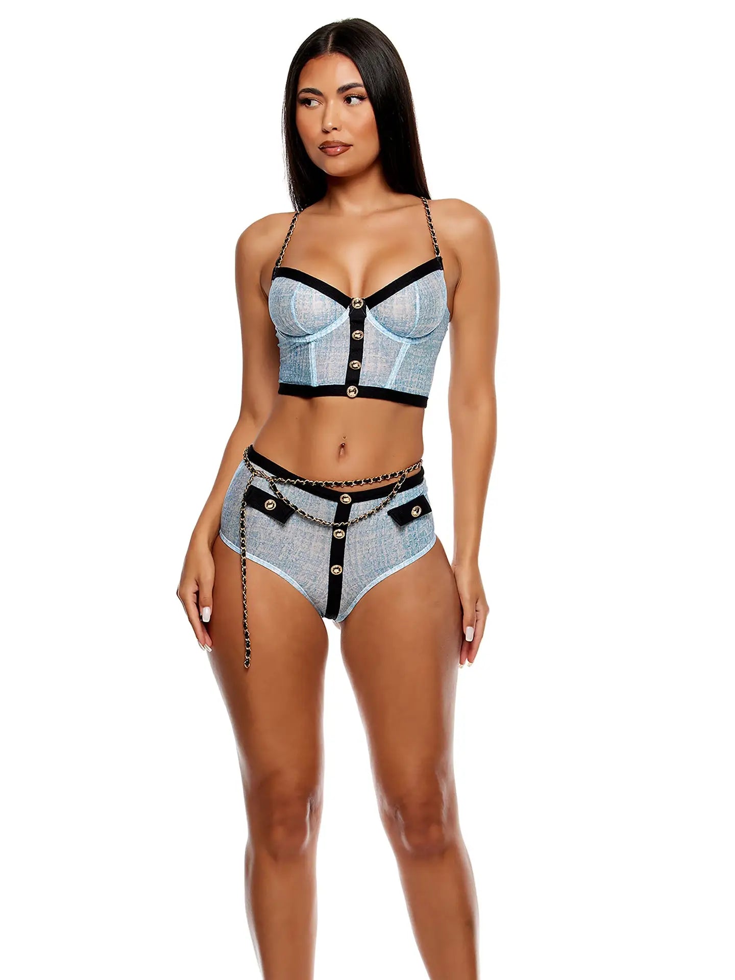 Keep It Classy Mesh Bustier Lingerie Set