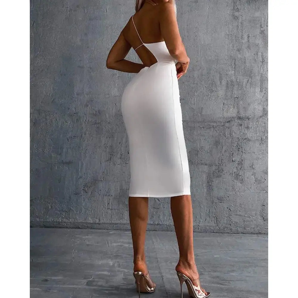 One Shoulder Cutout Backless Party Dress
