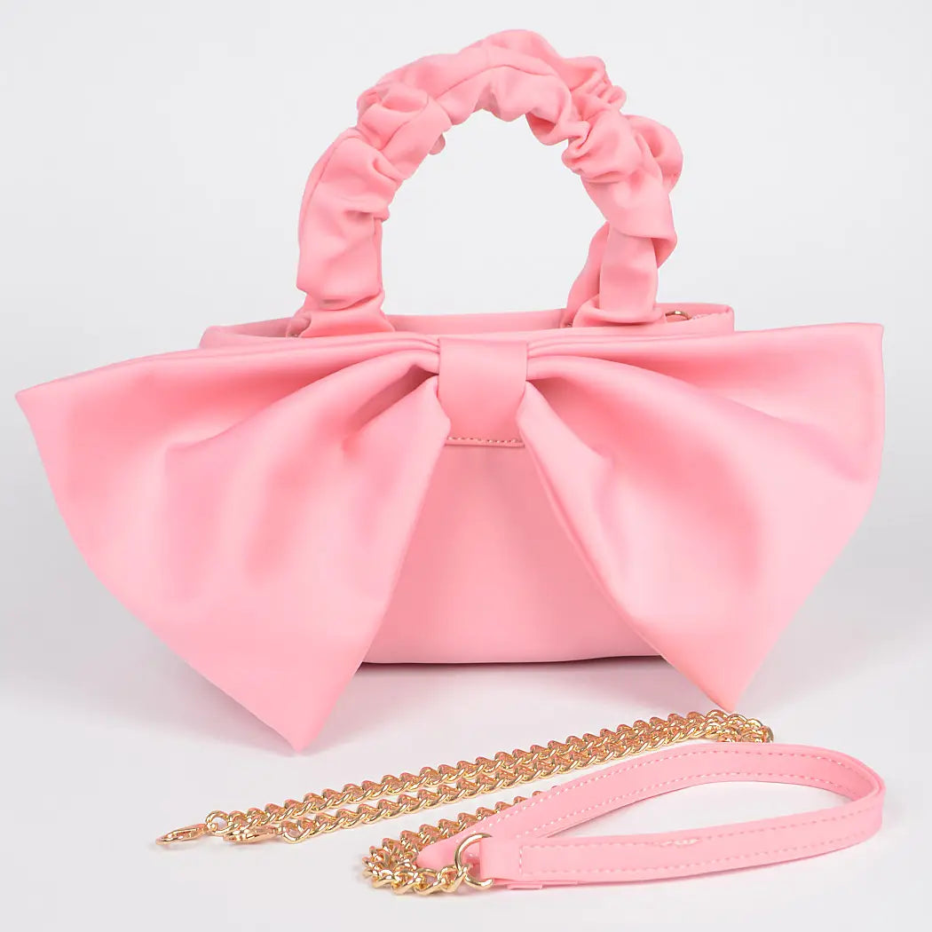 Top Handle Bag with Bow Front Clutch