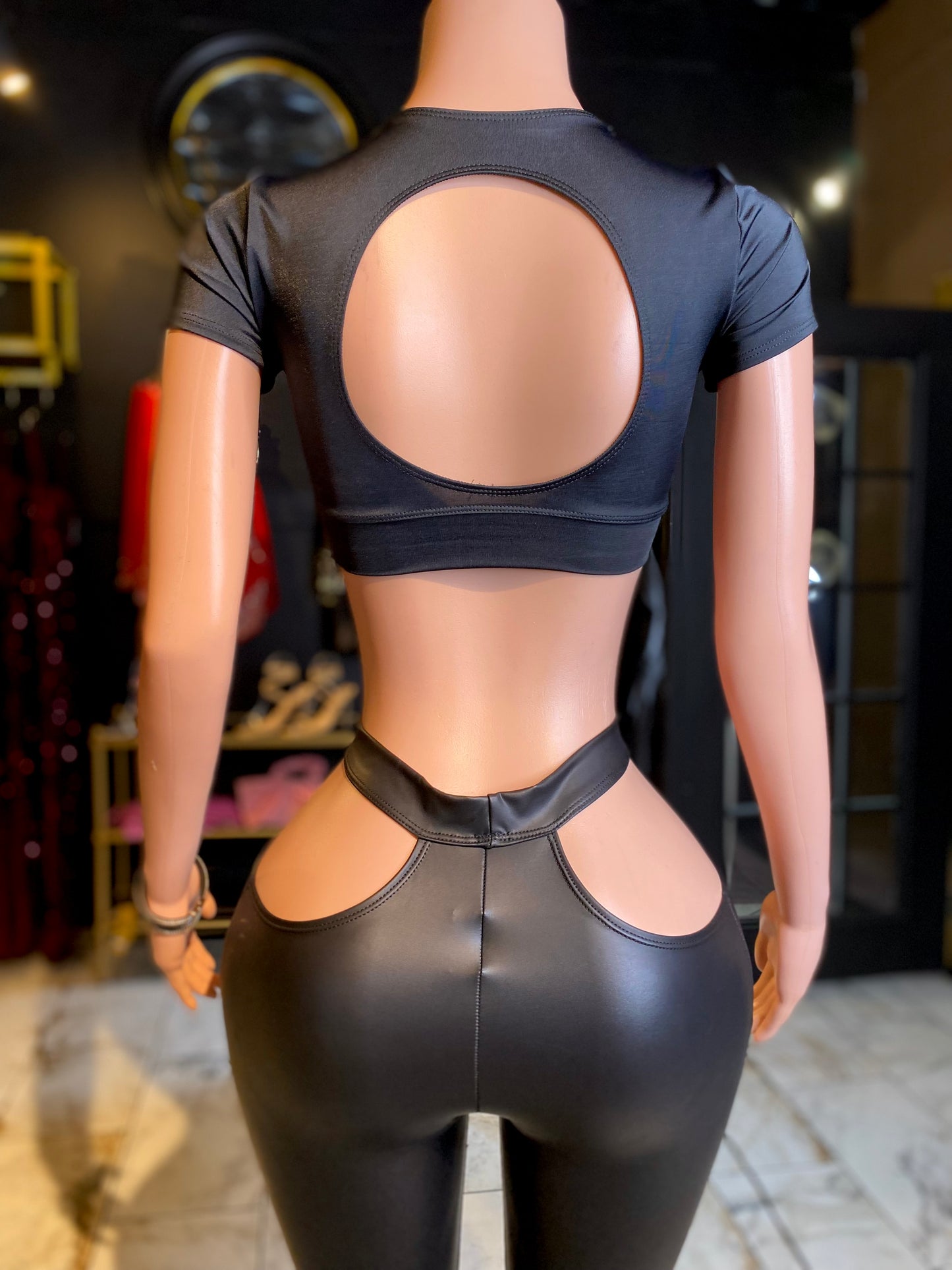 So Chic Leather Pants with Hip Cutouts