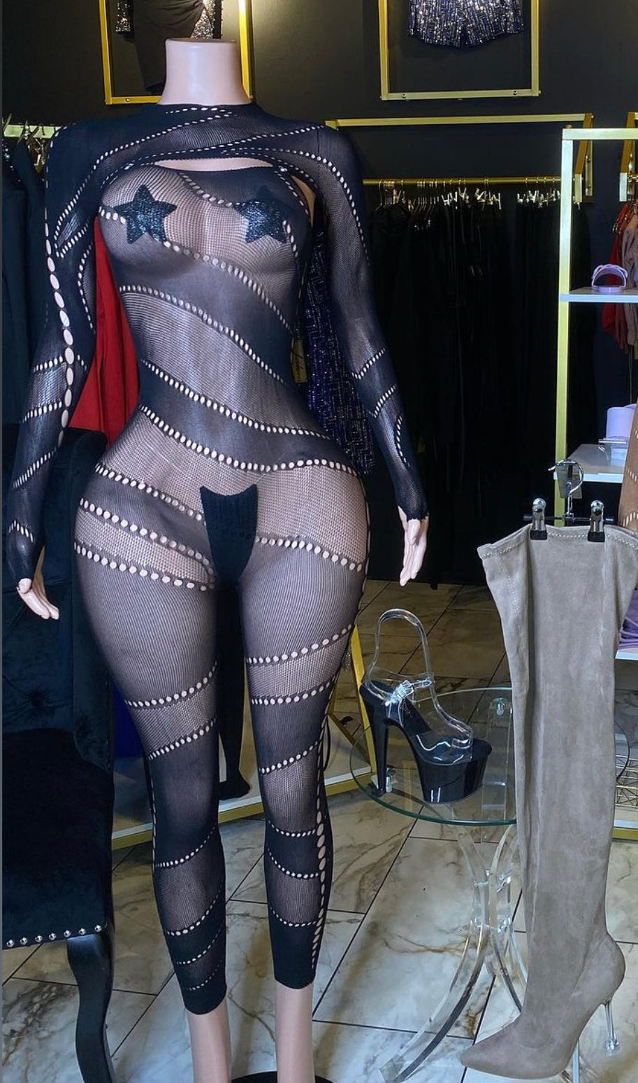 Hooded Lace Slash Bodystocking