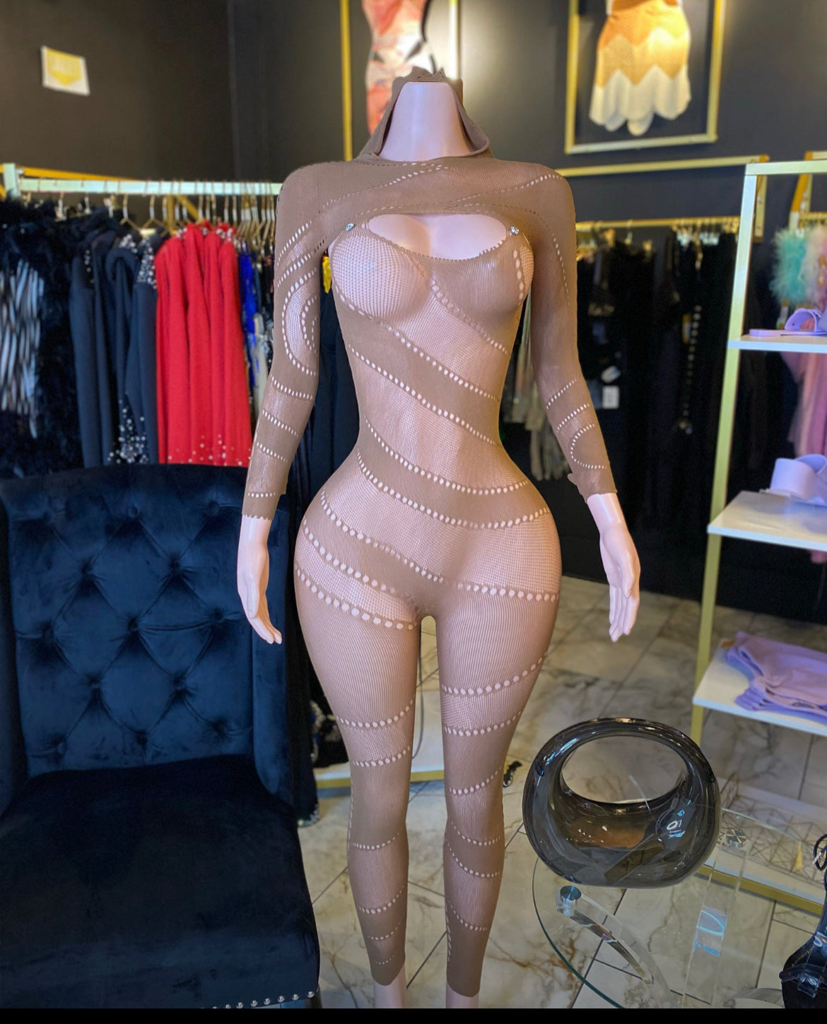 Hooded Lace Slash Bodystocking