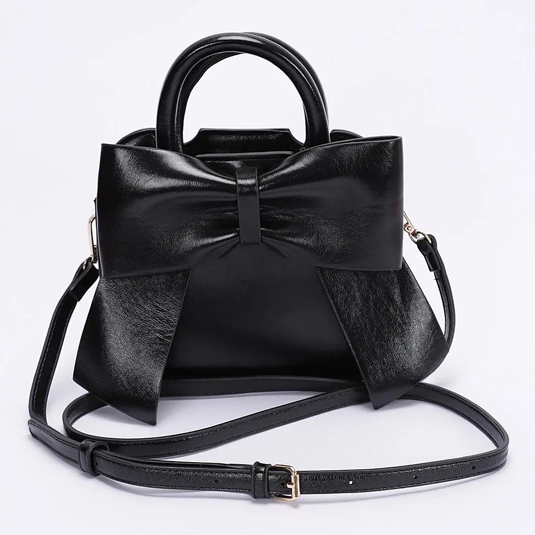 Metallic Bow Front Top Handle Clutch