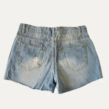 Star Low Rise Light Wash Distressed Shorts
