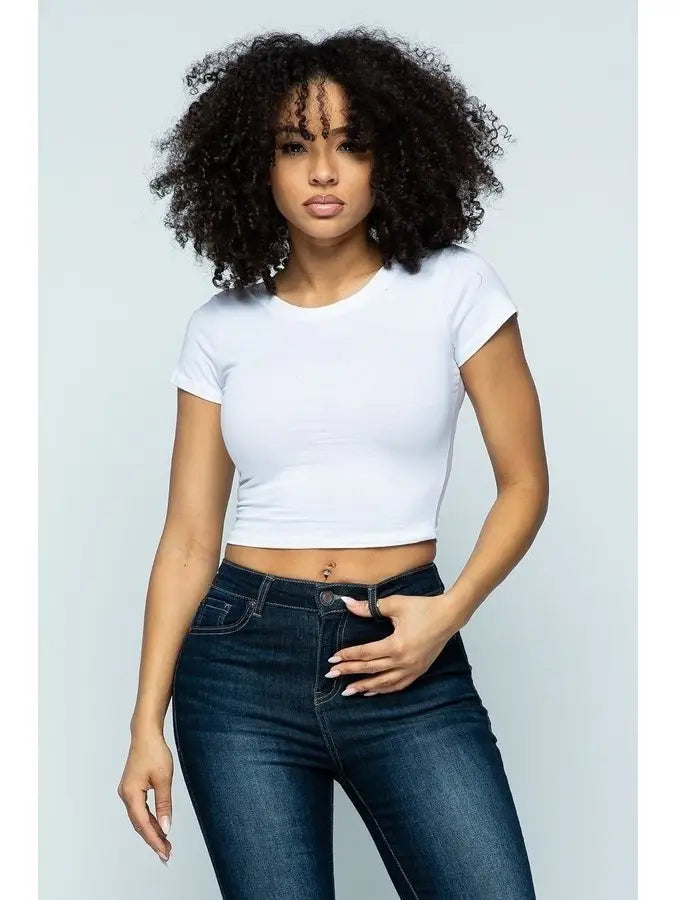 Solid Colored Cropped Top Tee