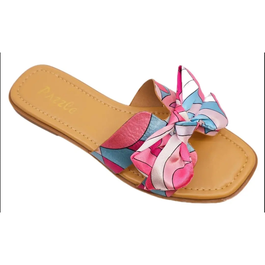 Tiana Women's Satin Printed Flat Summer Sandal