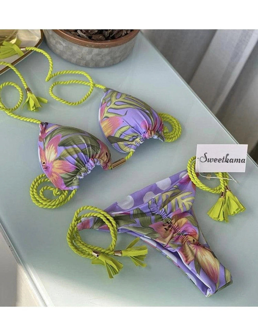 Halter String Bikini with Tassels