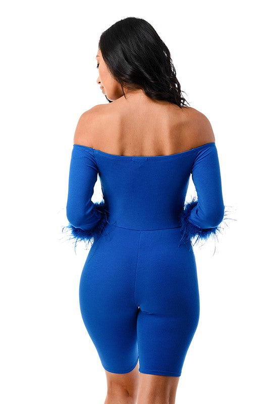 Feather sleeve romper