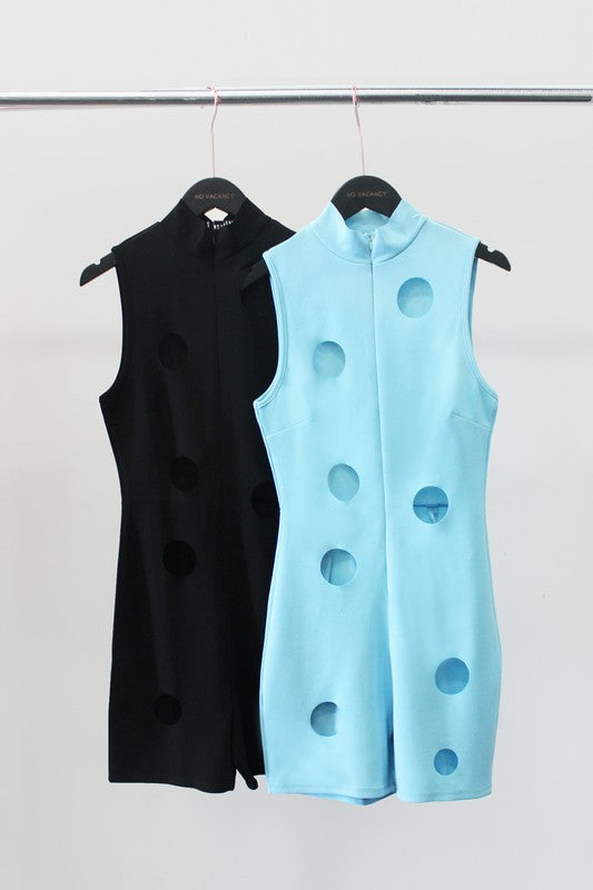 Lt Blue Circle Cut Out Romper
