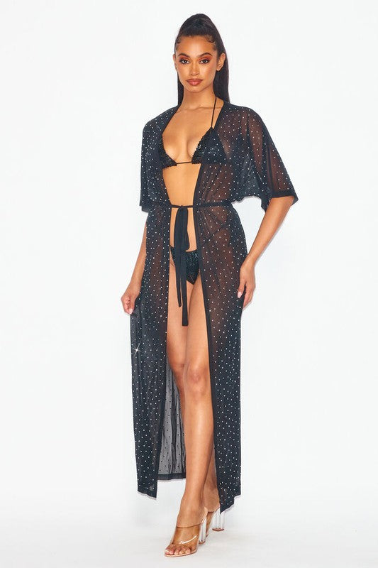 Sheer Studded Duster Cardigan