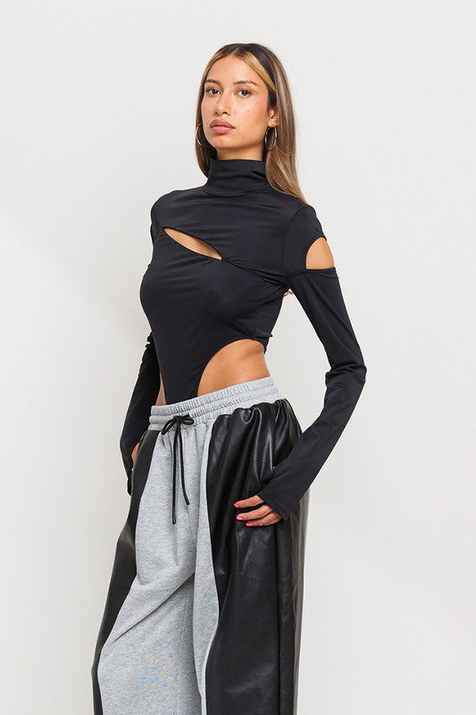 Cut out front and cold shoulder Bodysuits