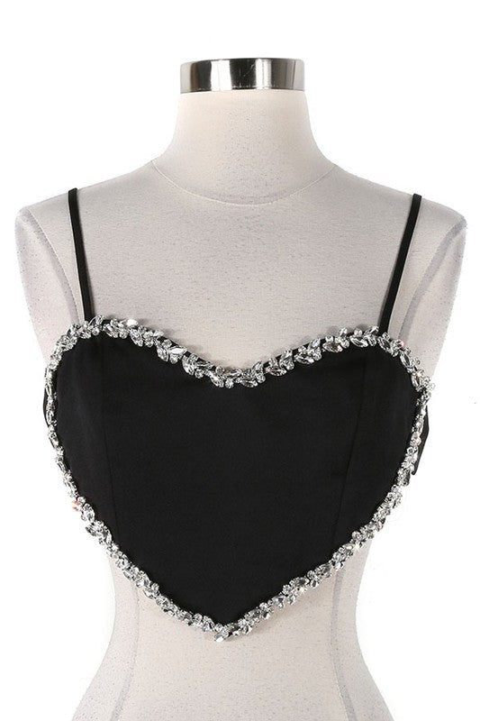 Jewel Trimmed Heart Top