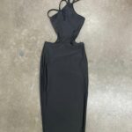Cross Back Halter Tie Back Midi Dress
