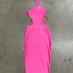 Cross Back Halter Tie Back Midi Dress