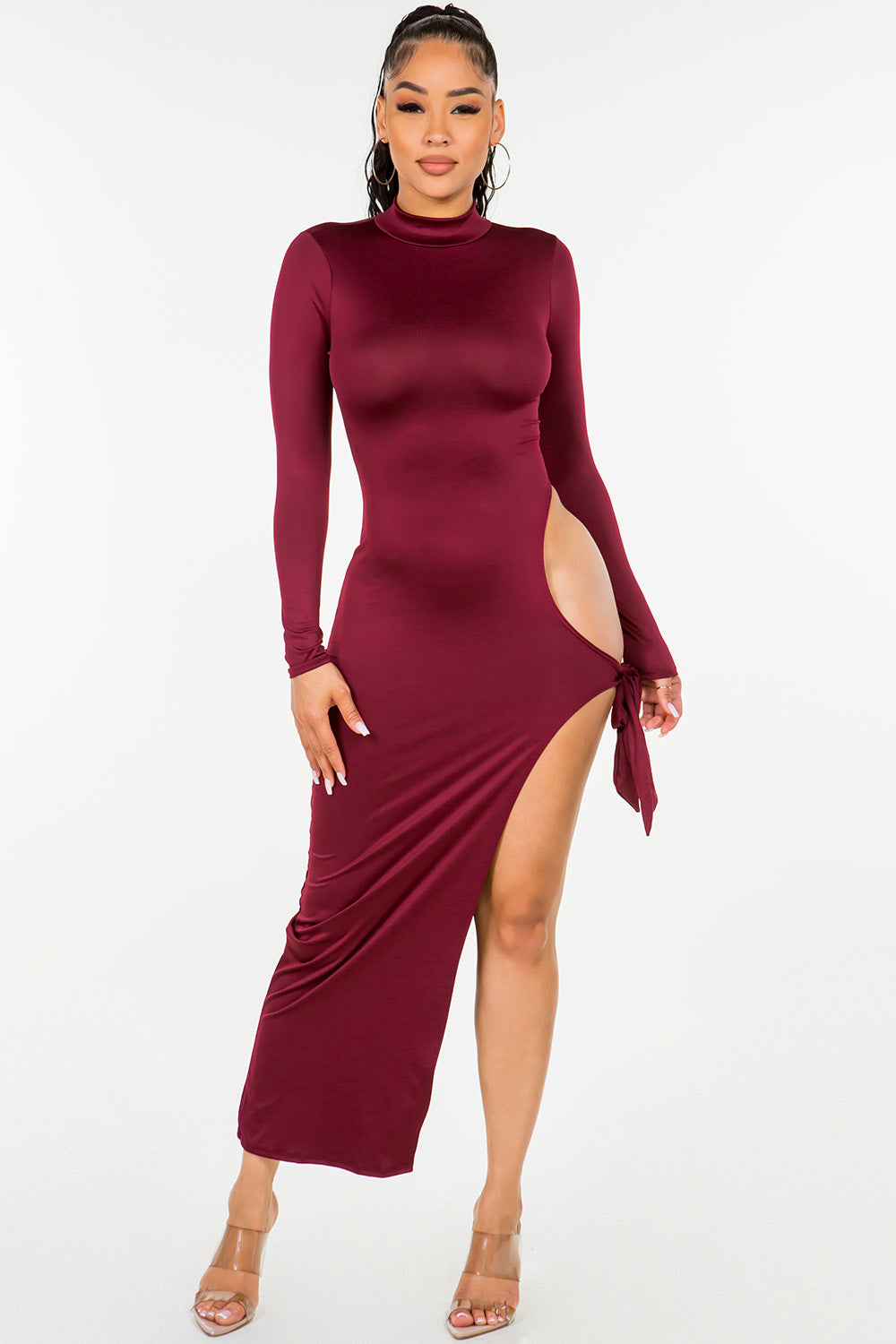 Side Tie Slit Maxi Dress
