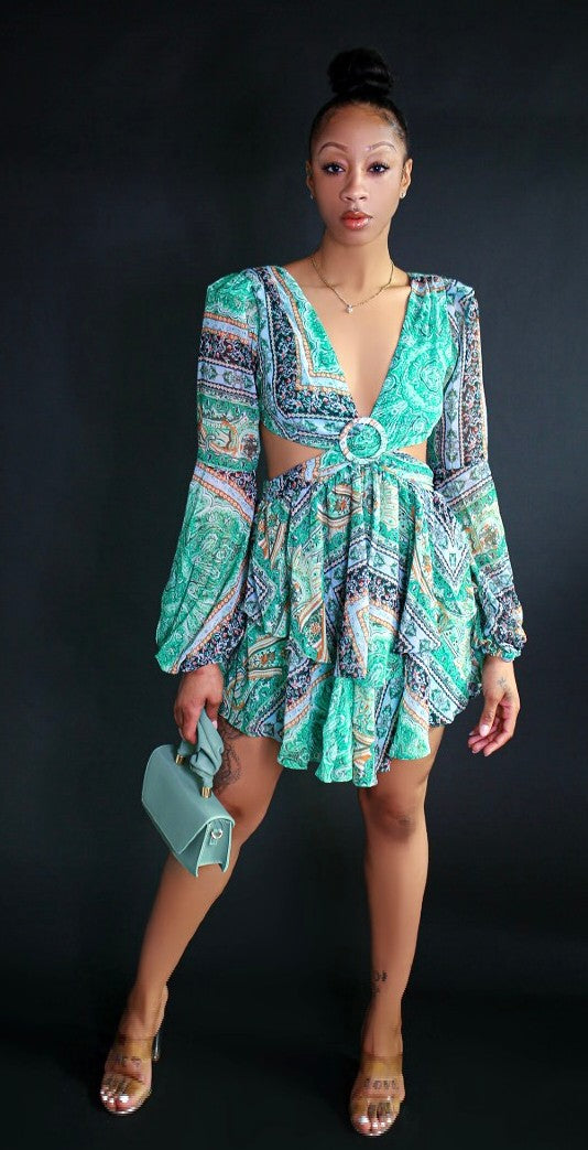 Open Back Paisley Dress