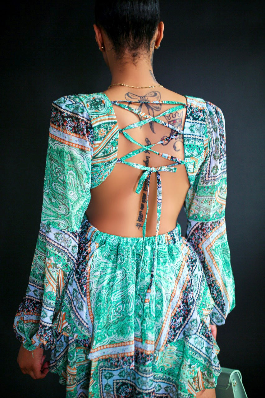 Open Back Paisley Dress