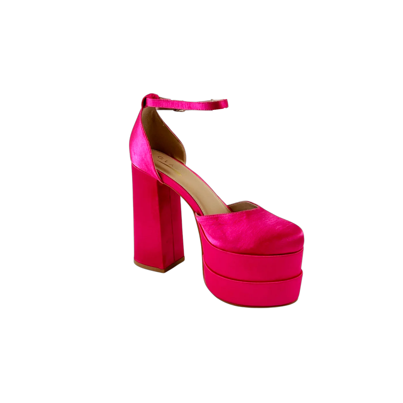 Chunky Heel Double Heel Satin Shoe