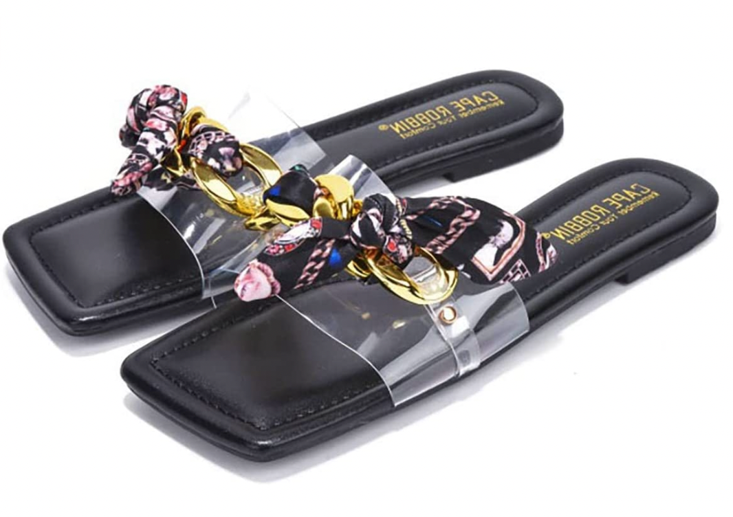 Knot Tie Clear Strap Sandals