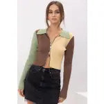 Color Block Two Way Zip Cardigan