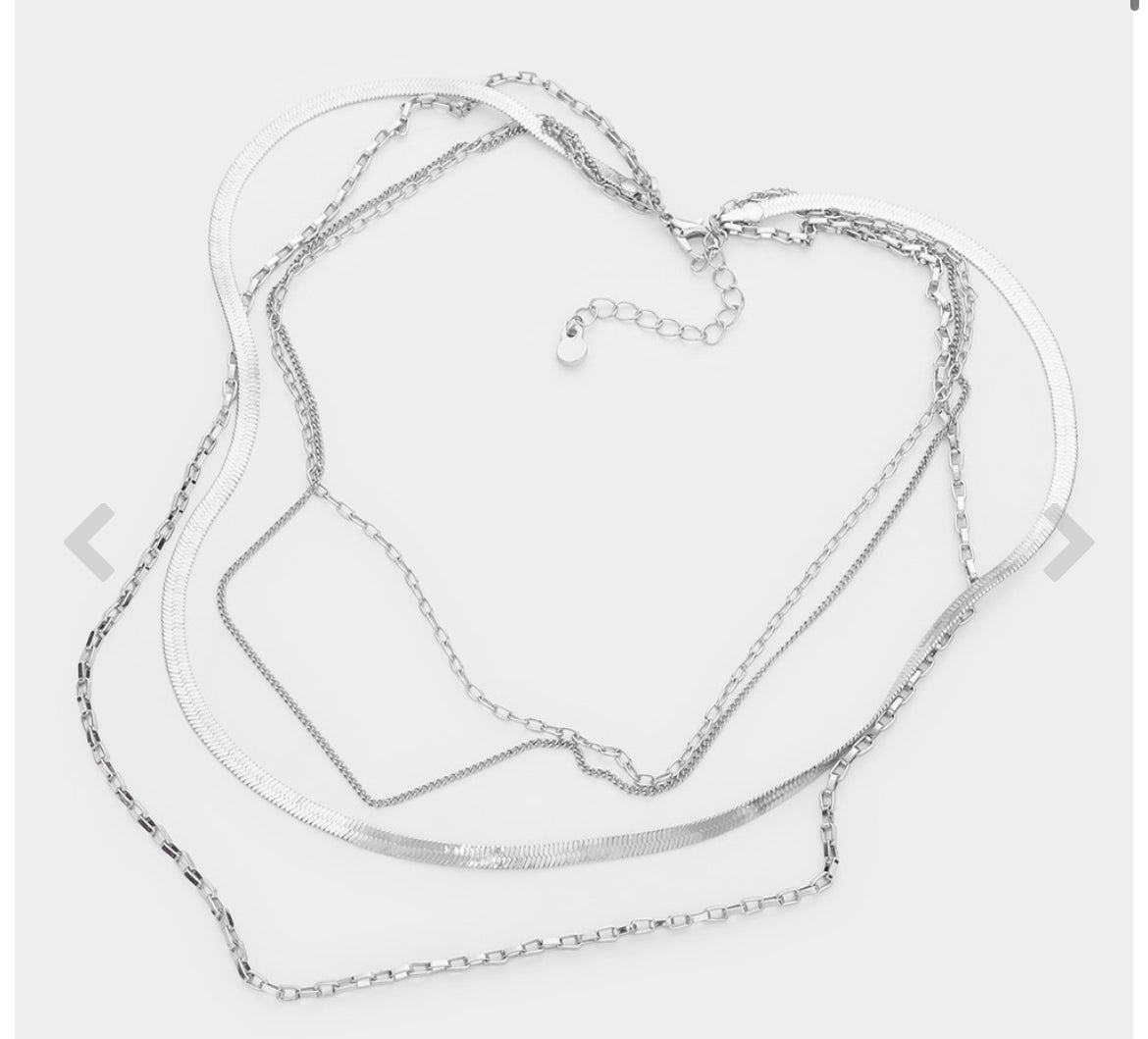 Metal Chain Multi Layered Necklace