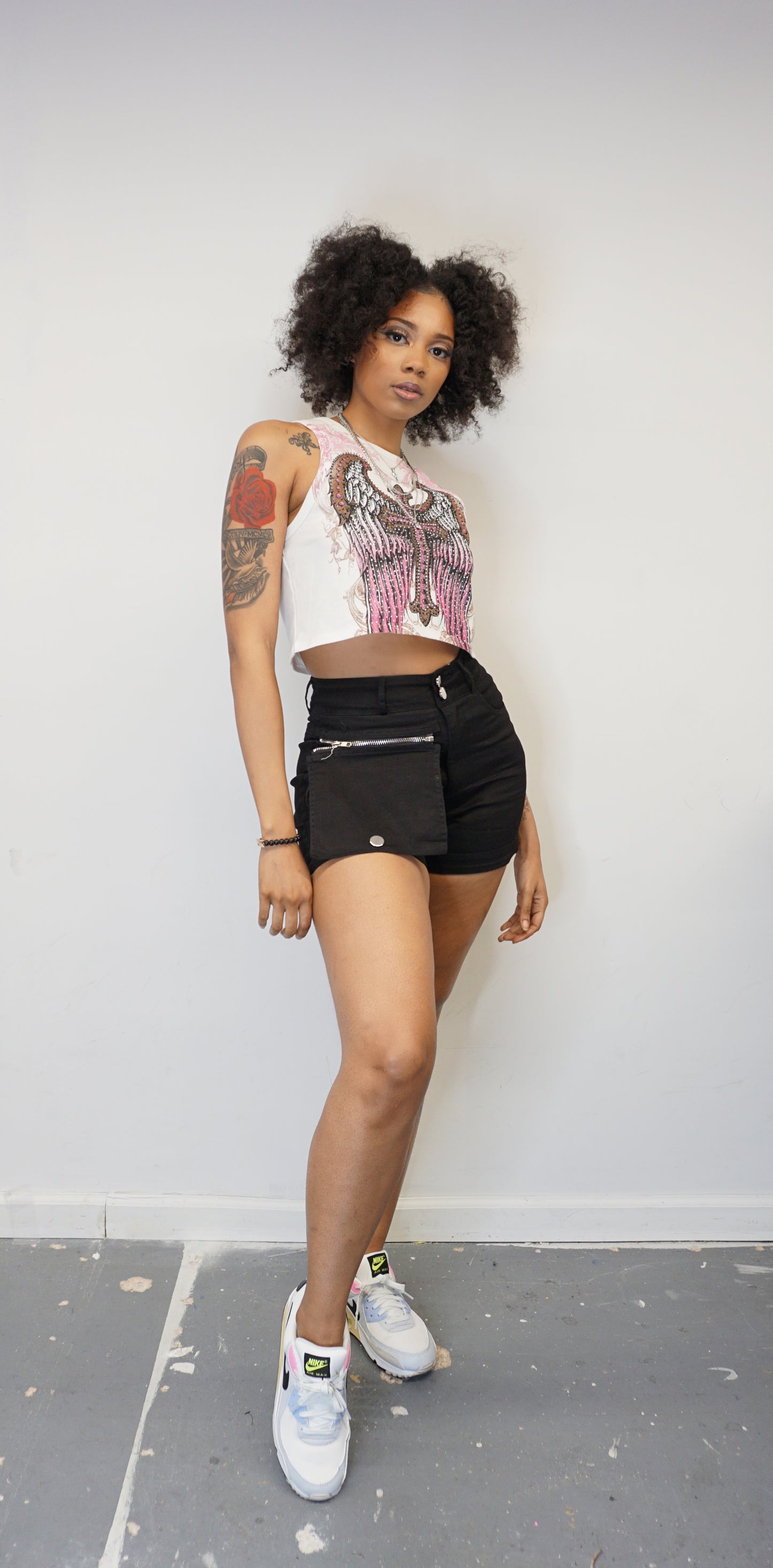 Stretch Denim Cargo Shorts