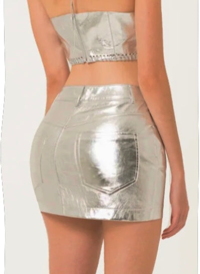 High Waist Faux Leather Classic Mini Skirt