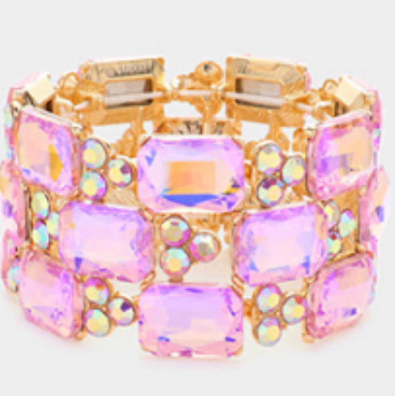 Emerald Cut Stone Stretch Bracelet