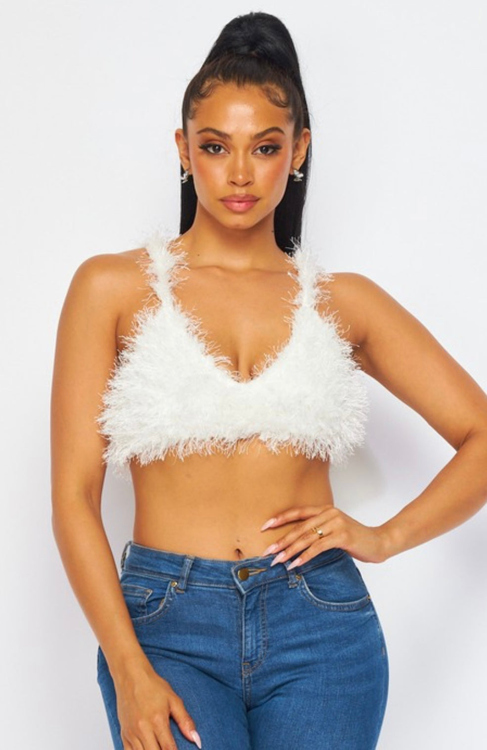 Cuddle Club Cozy Fuzzy Cami Crop Bra Top