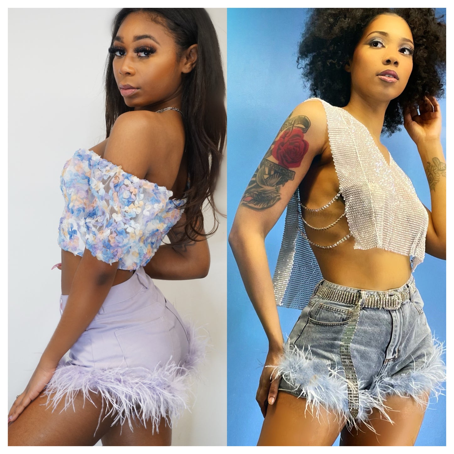 Feather Bottom Denim Shorts