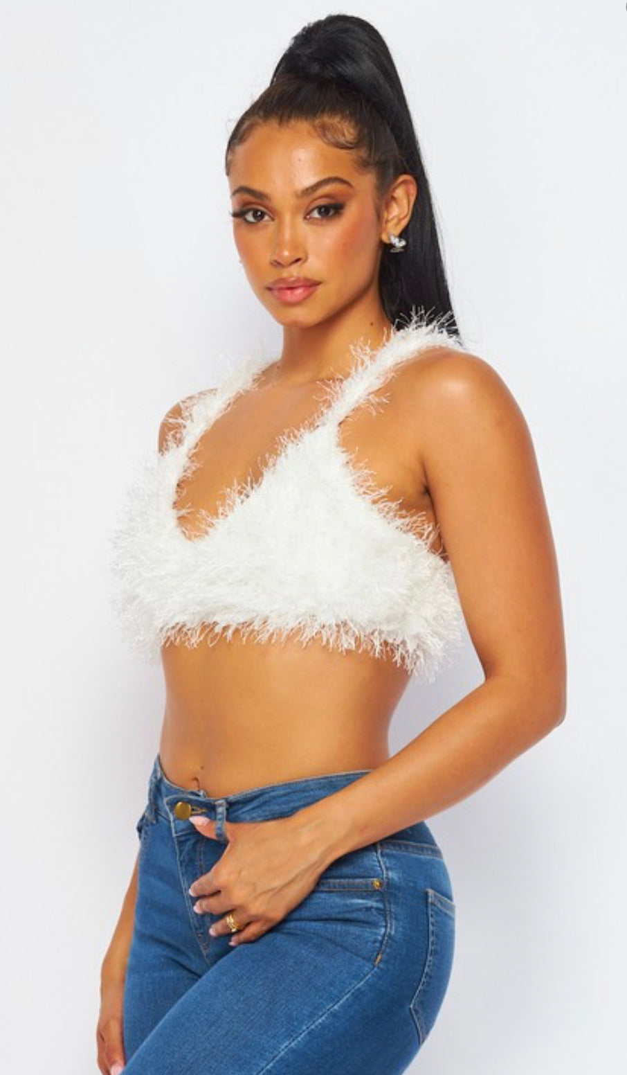 Cuddle Club Cozy Fuzzy Cami Crop Bra Top