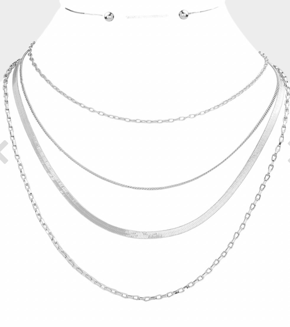 Metal Chain Multi Layered Necklace