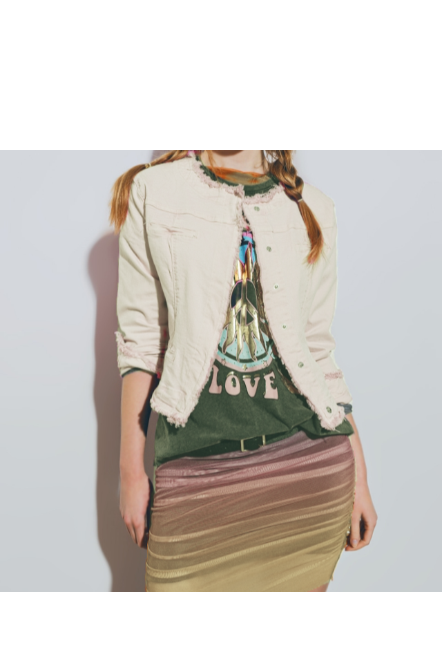 Jacket with Raw Hem Edges
