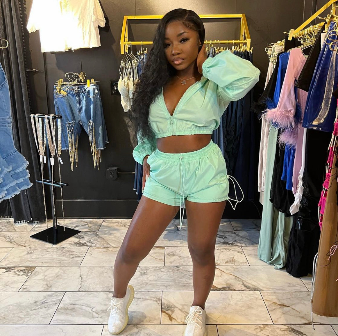 Cropped Hoodie and Short Set