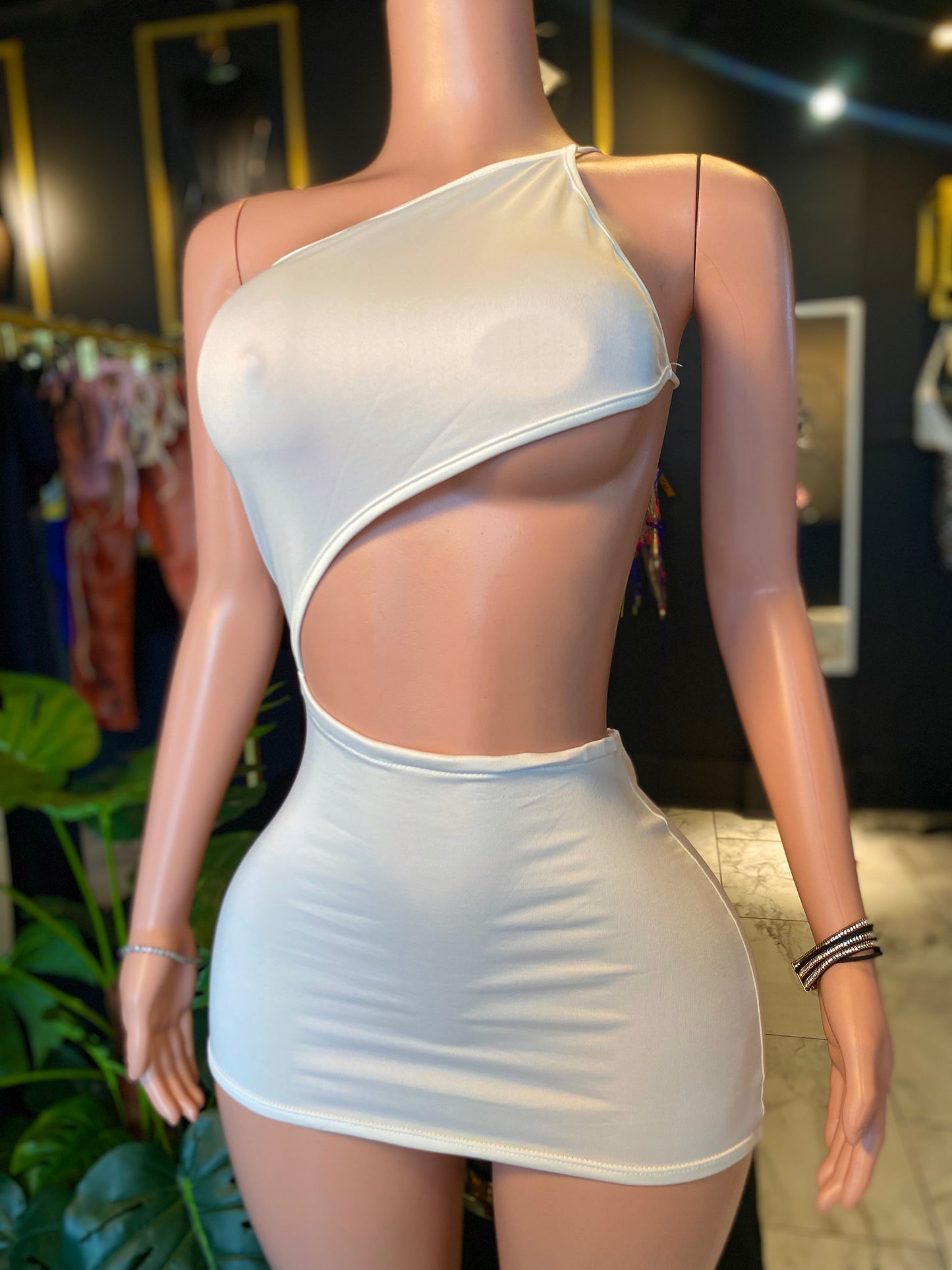 One Shoulder Cutout Backless Party Dress