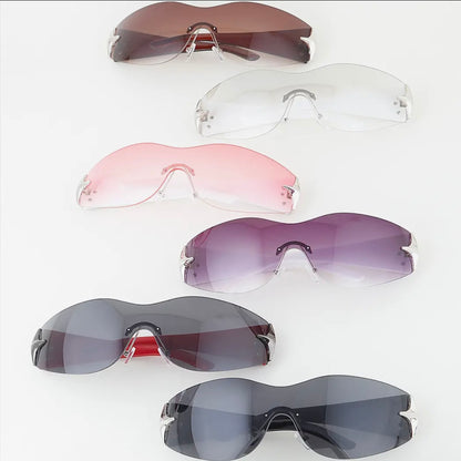 Double Shiny Star Rimless Gradient Shield Sunglasses