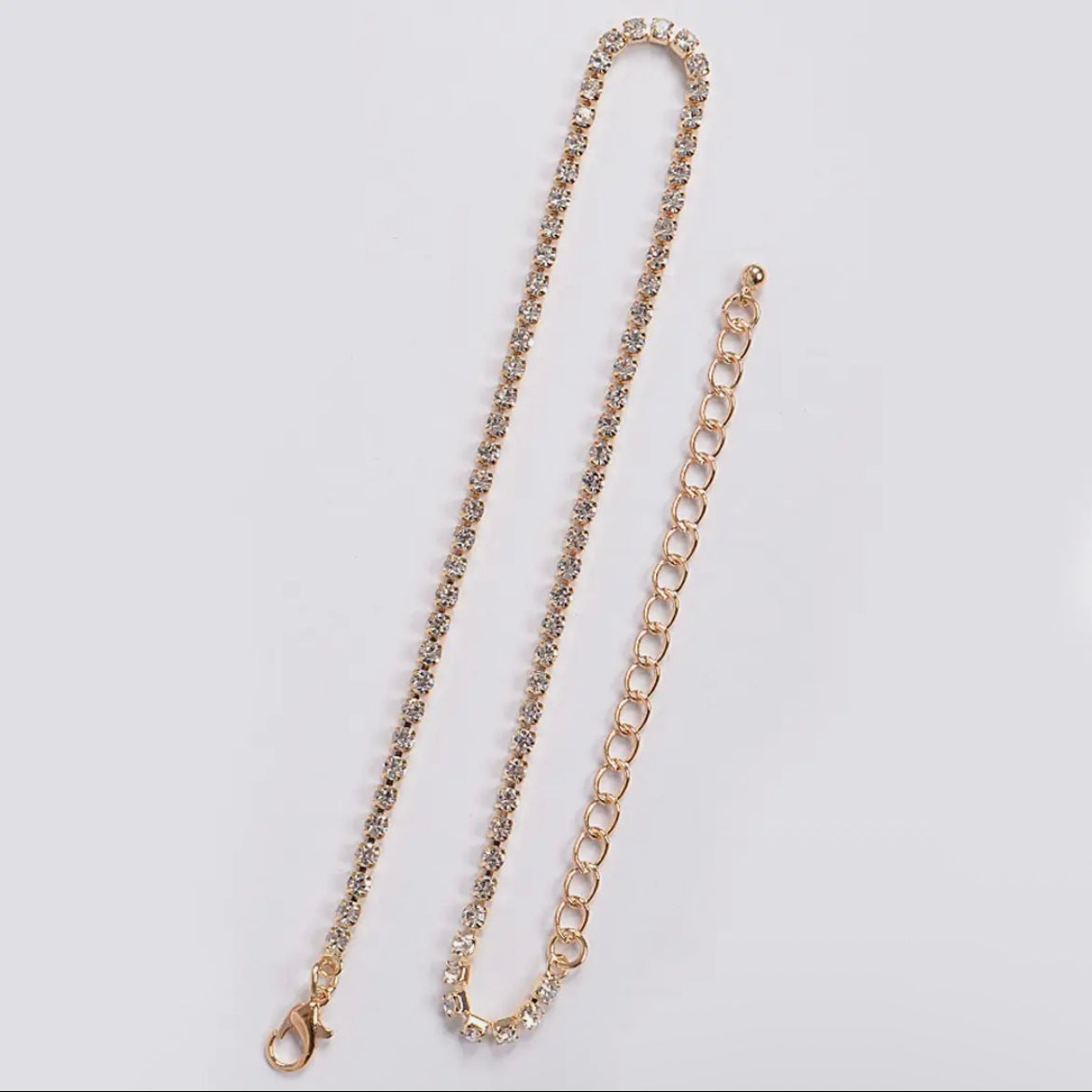 Rhinestone Thin Choker Necklace