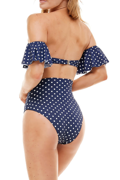 Freshia Ruffled High Waisted Polka Dot 3pc Bikini Set